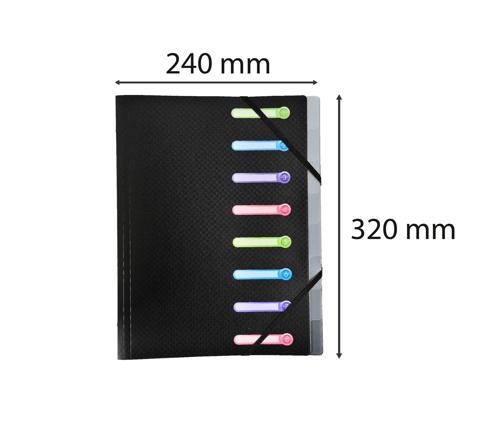 Trieur 12 compartiments A4. Avec pochette 3 rabats. EXACOMPTA