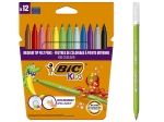 BIC Kids Kid Couleur Feutres de coloriage Pointe moyenne - Couleurs assorties | Etui de 12